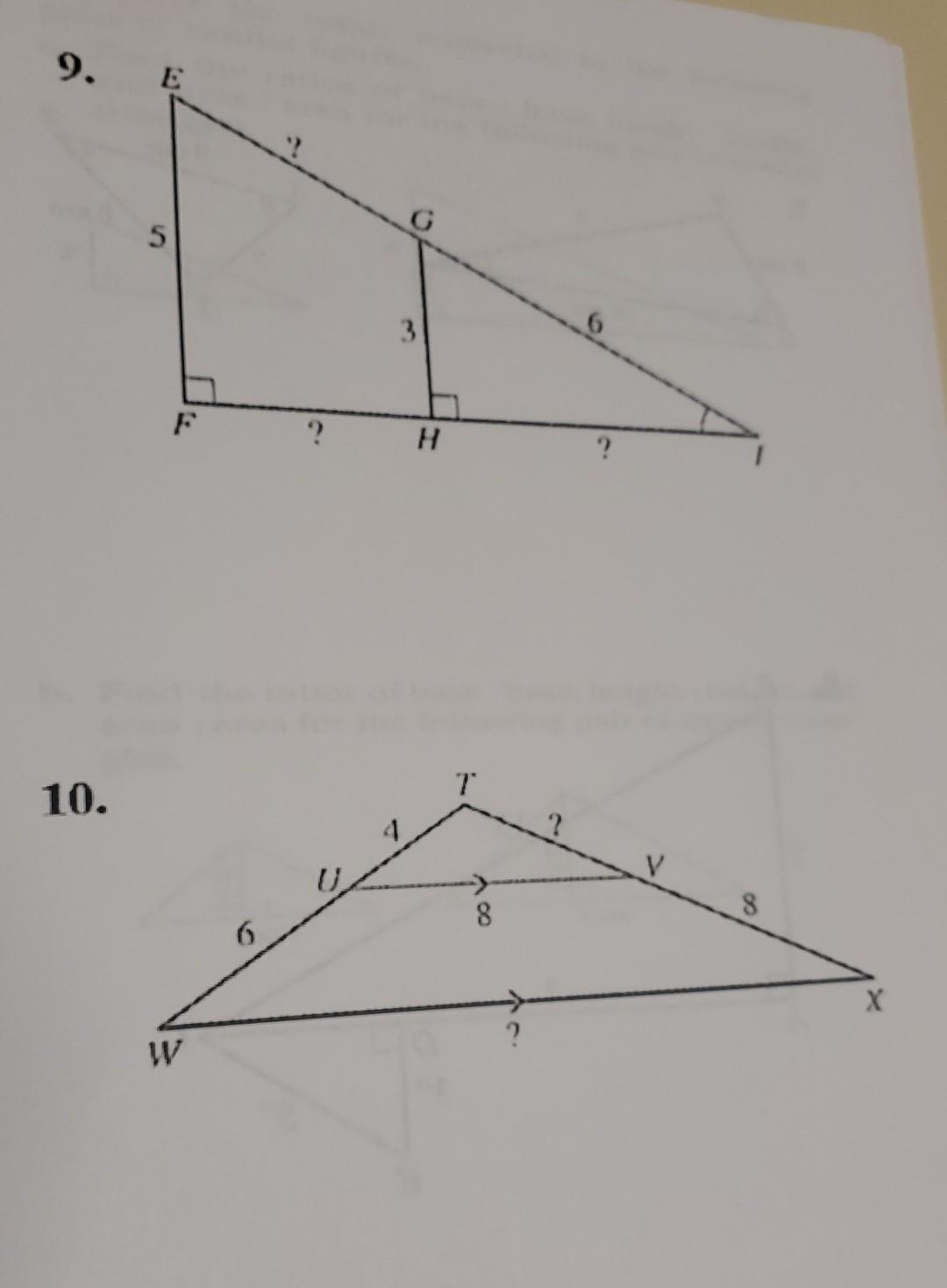Pairs Of Similar Triangles Are Shown In Exercises 5 12 Find The Missing Measures Give Exact Answers Rather Than Decima 4