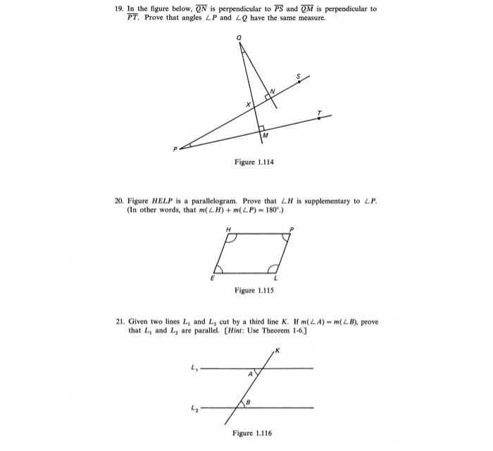 19 In The Figure Below On Is Perpendicular To Ps And Qm Is Perpendicular To Pt Prove That Angles Lp And Lq Have The S 1