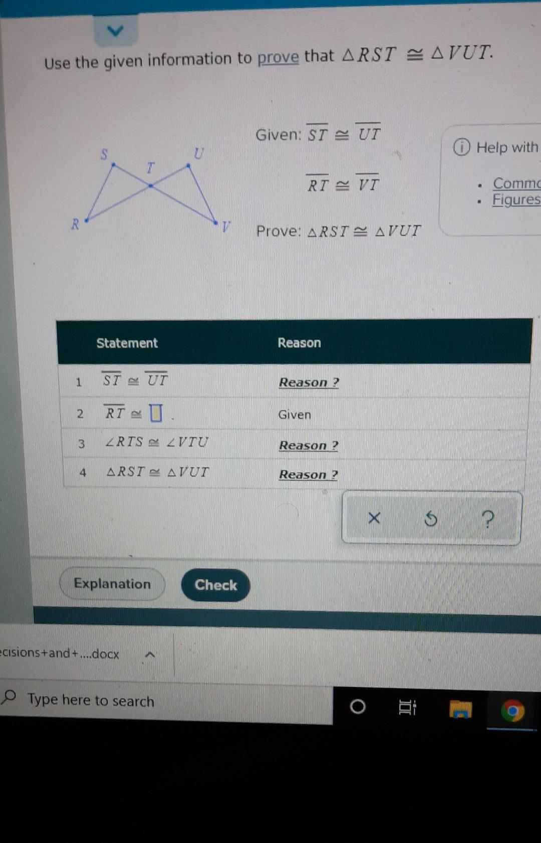 Use The Given Information To Prove That Arst Savut Given St Ut U Help With T Ri Yt Commc Figures V Prove Arst 1