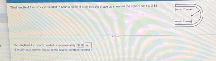 What Length Of 1 In Stock Is Needed To Bend A Piece Of Steel Into The Shape As Shown To The Right Use 3 14 The Le 1
