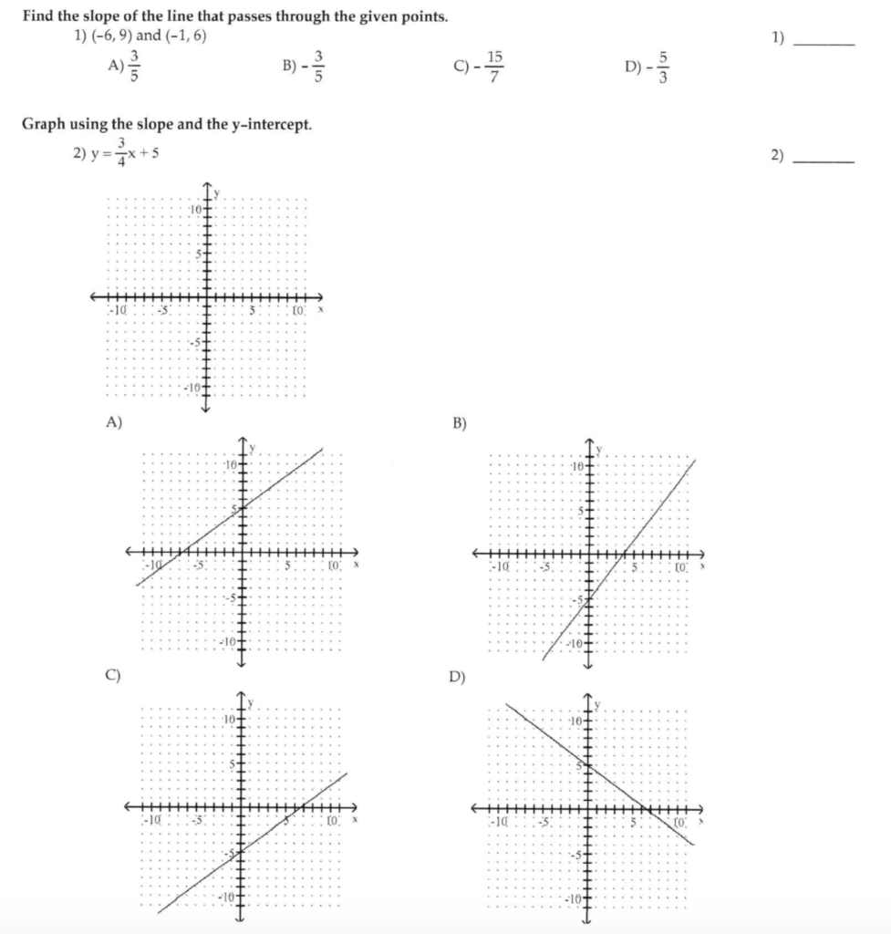 Find The Slope Of The Line That Passes Through The Given Points 1 6 9 And 1 6 1 A B C Wi Graph Using T 1