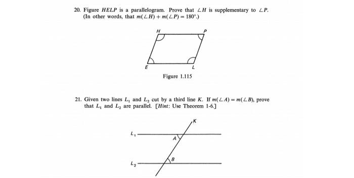 20 Figure Help Is A Parallelogram Prove That Lh Is Supplementary To Lp In Other Words That M H M Lp 180 H F 1