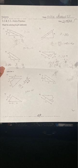 State If The Triangles In Cach Pair Are Similar If State How You Know They Are Similar And Complete The Similarity Sta 2
