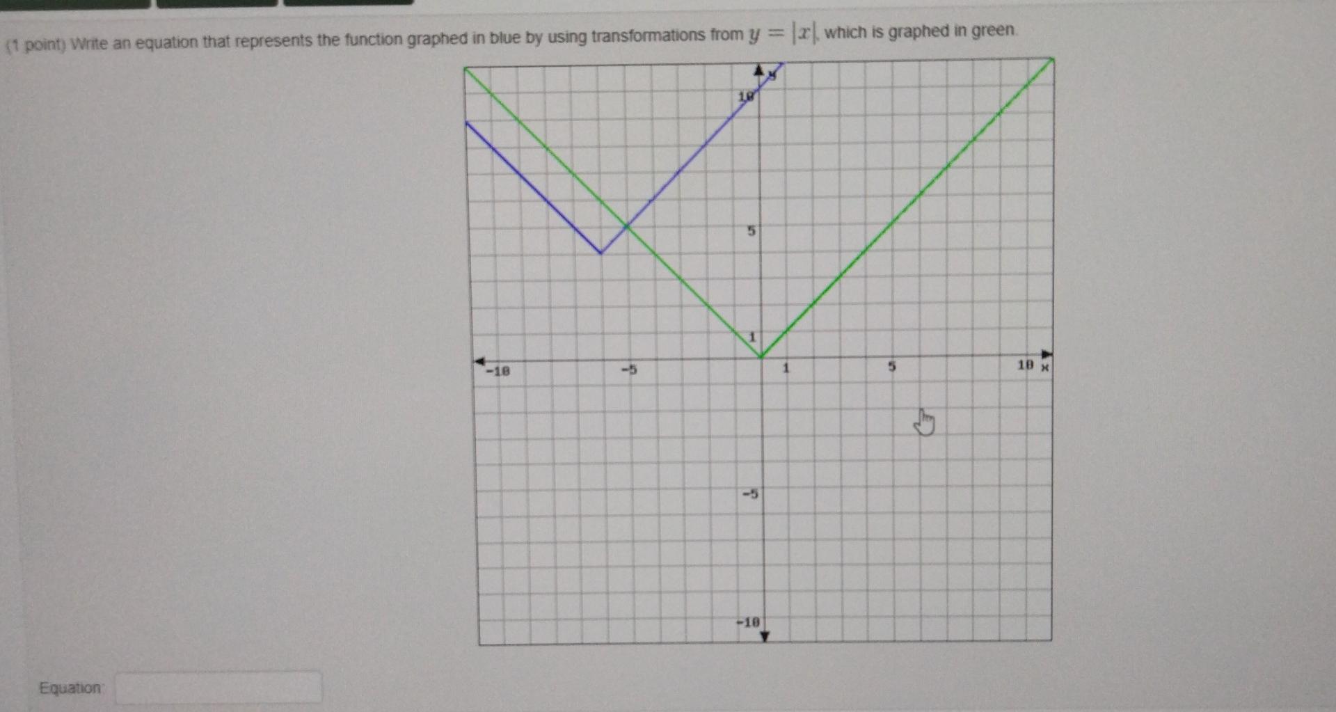 1 Point The Graph Of Y X Is Given Below E 10 Find A Formula For Each Of The Transformations Whose Graphs Are A 1 2
