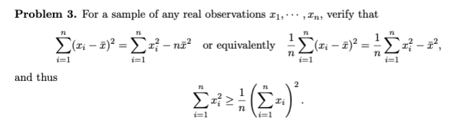 Problem 3 For A Sample Of Any Real Observations 11 In Verify That I Ti Zr Ni Or Equivalently Z U Ti 1