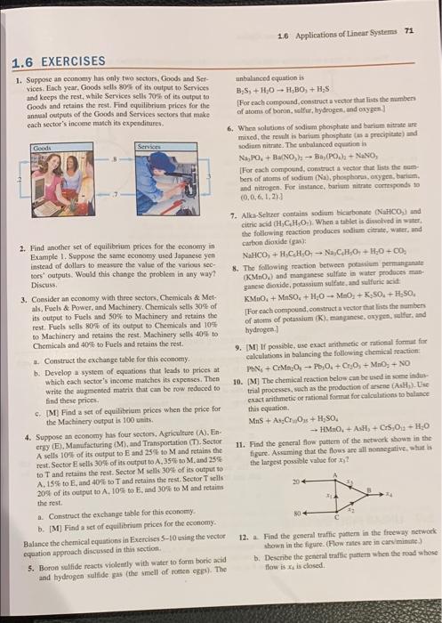 1 6 Applications Of Linear Systems 71 1 6 Exercises 1 Suppose An Economy Has Only Two Sectors Goods And Ser Vices Eac 1