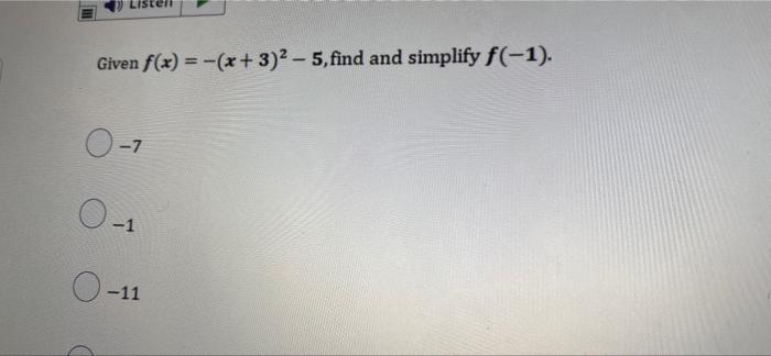 Given F X X 3 2 5 Find And Simplify F 1 O 7 0 1 11 1