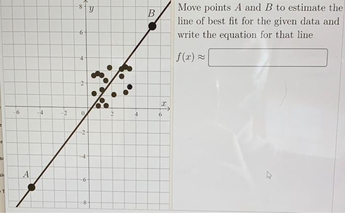 8 Y Y B Move Points A And B To Estimate The Line Of Best Fit For The Given Data And Write The Equation For That Line 6 4 1