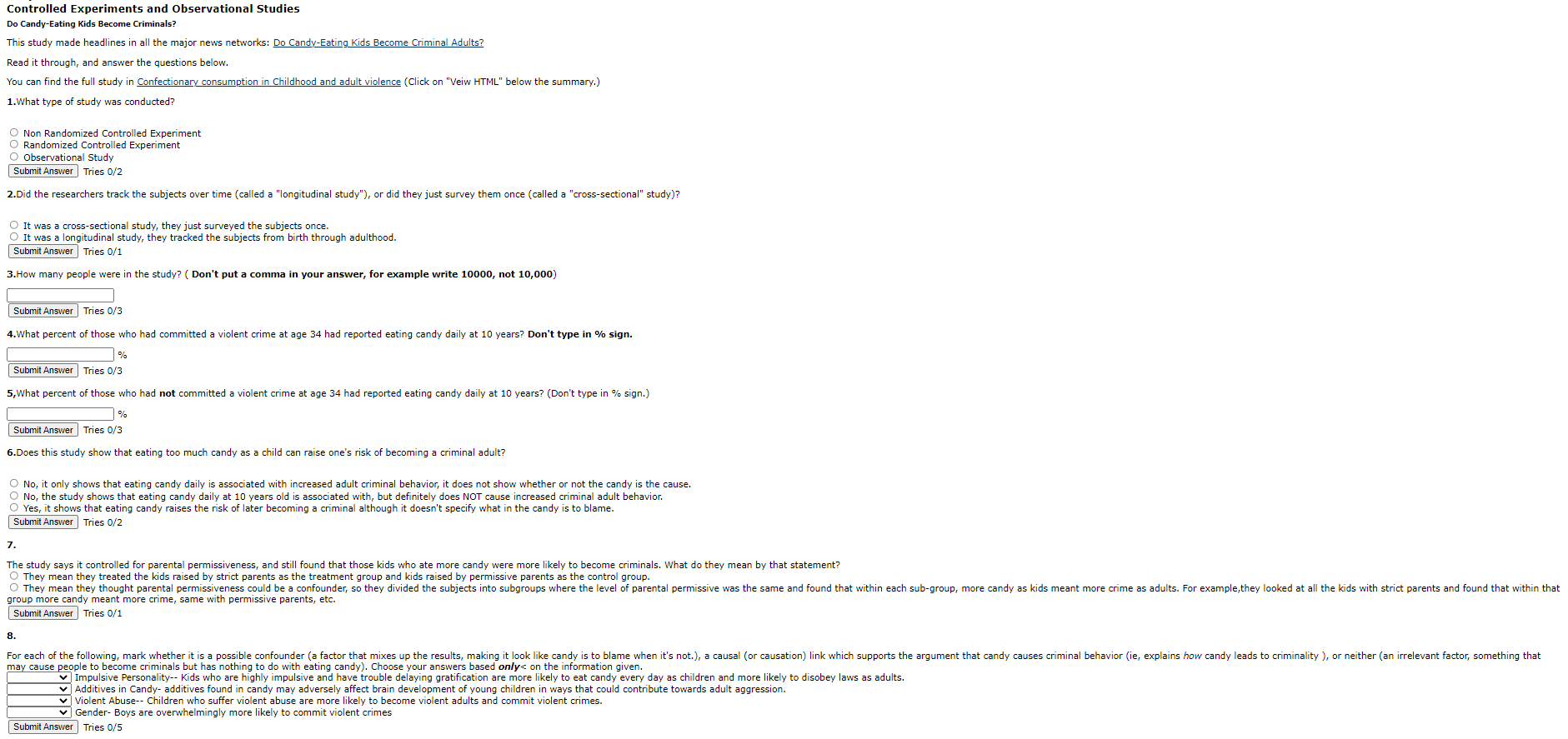 Controlled Experiments And Observational Studies Do Candy Eating Kids Become Criminals This Study Made Headlines In All 1