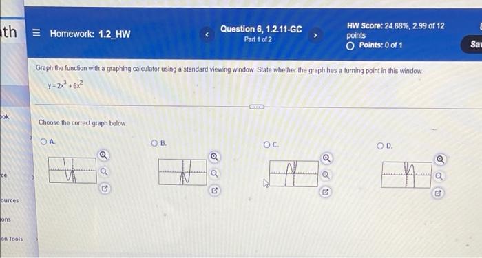 Ath E Homework 1 2 Hw Question 6 1 2 11 Gc Part 1 Of 2 Hw Score 24 88 2 99 Of 12 Points O Points 0 Of 1 Say Grap 1