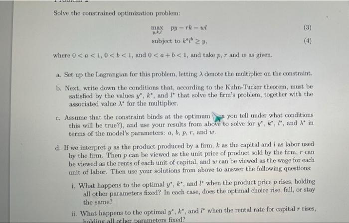 Solve The Constrained Optimization Problem 3 V Max Py Rk Subject To Kozy 4 Where 0 A 1 0 B 1 And 0 A B 1 A 1