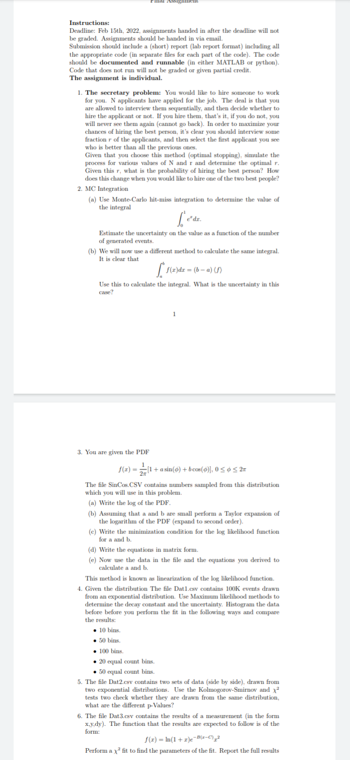 Hassignment Instructions Deadline Feb 15th 2022 Assignments Handed In After The Deadline Will Not Be Graded Assignm 1
