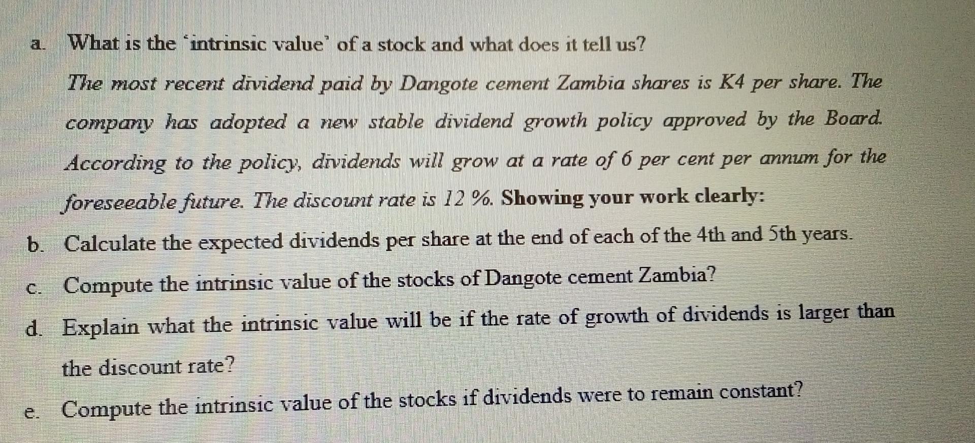 What Is The Intrinsic Value Of A Stock And What Does It Tell Us The Most Recent Dividend Paid By Dangote Cement Zambia 1