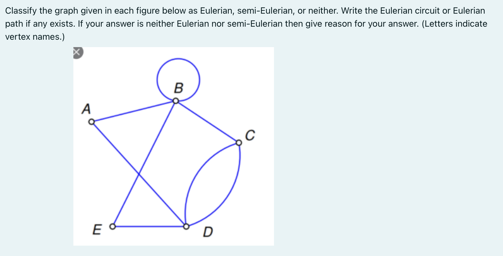Classify The Graph Given In Each Figure Below As Eulerian Semi Eulerian Or Neither Write The Eulerian Circuit Or Eule 1