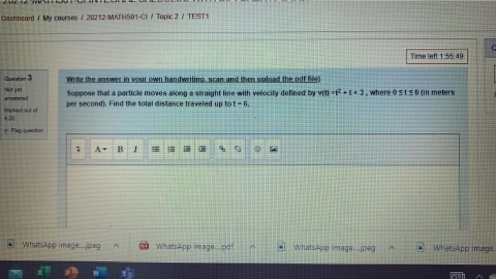 Dashboard My Courses I 20012 Math501 01 Topic 2 Testi Time Left 1 55 49 With The Answer In Your Own Brandwriting 1