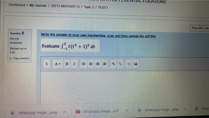 Equations Dashboard My Courses 20212 Math501 Ci Topic 2 Testi The Left 1 54 Quesson 5 Write The Answer In Your Own H 1