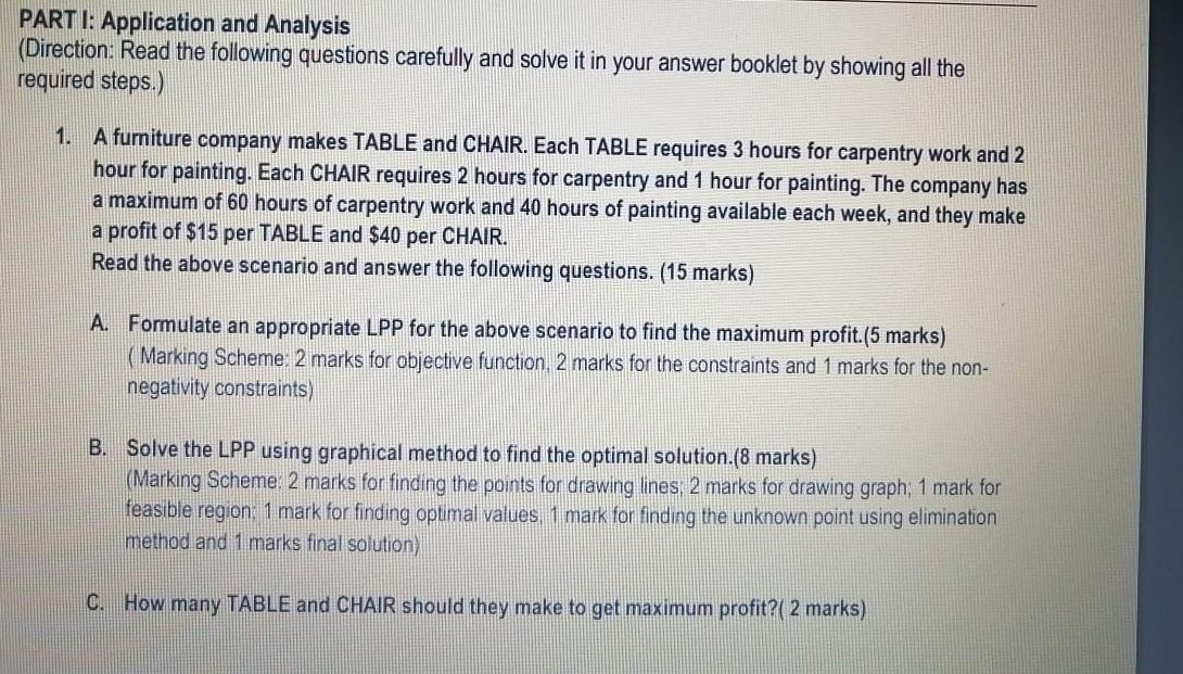 Part 1 Application And Analysis Direction Read The Following Questions Carefully And Solve It In Your Answer Booklet 1