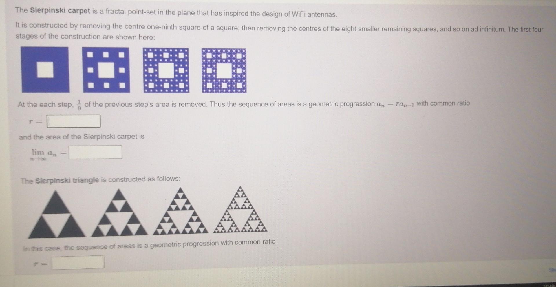The Sierpinski Carpet Is A Fractal Point Set In The Plane That Has Inspired The Design Of Wifi Antennas It Is Construct 1