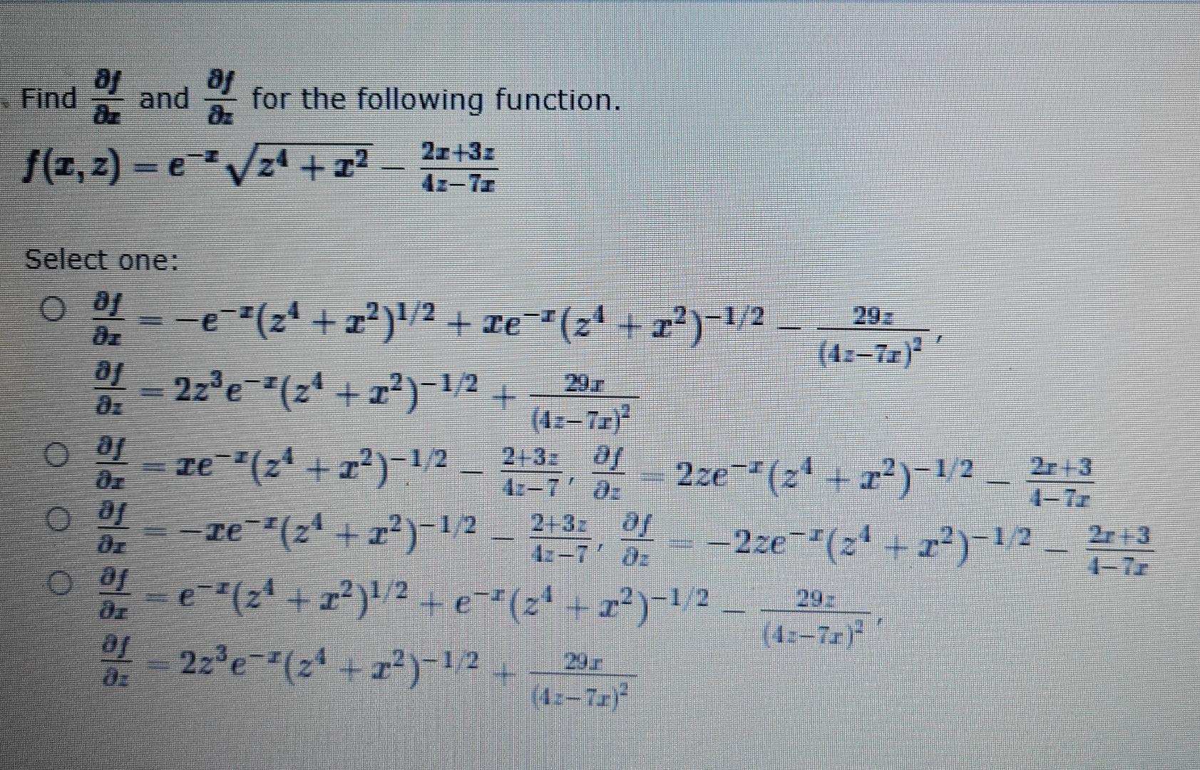 Find And Op For The Following Function 1 2 124 17 71 Select One Z 32 21 3 Te O 29 1 1