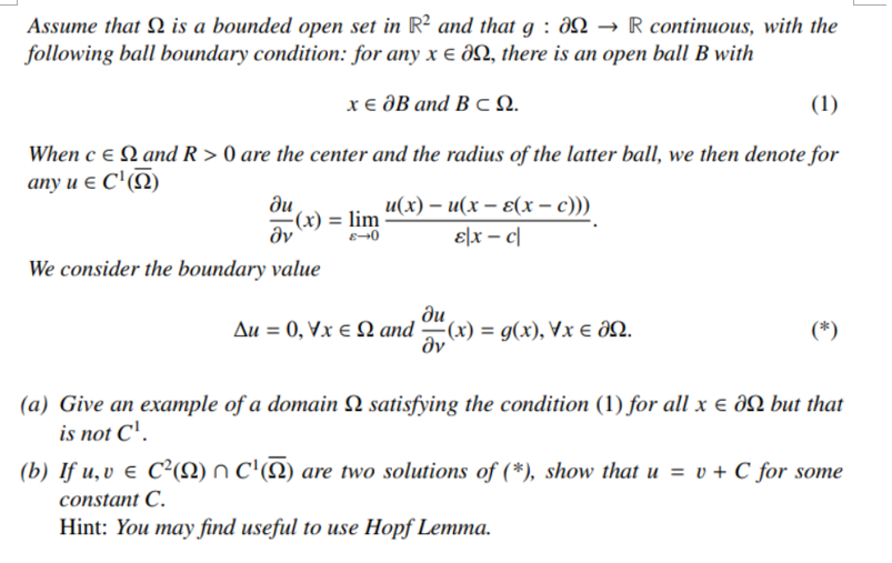 Assume That S2 Is A Bounded Open Set In R2 And That G 012 R Continuous With The Following Ball Boundary Condition F 1