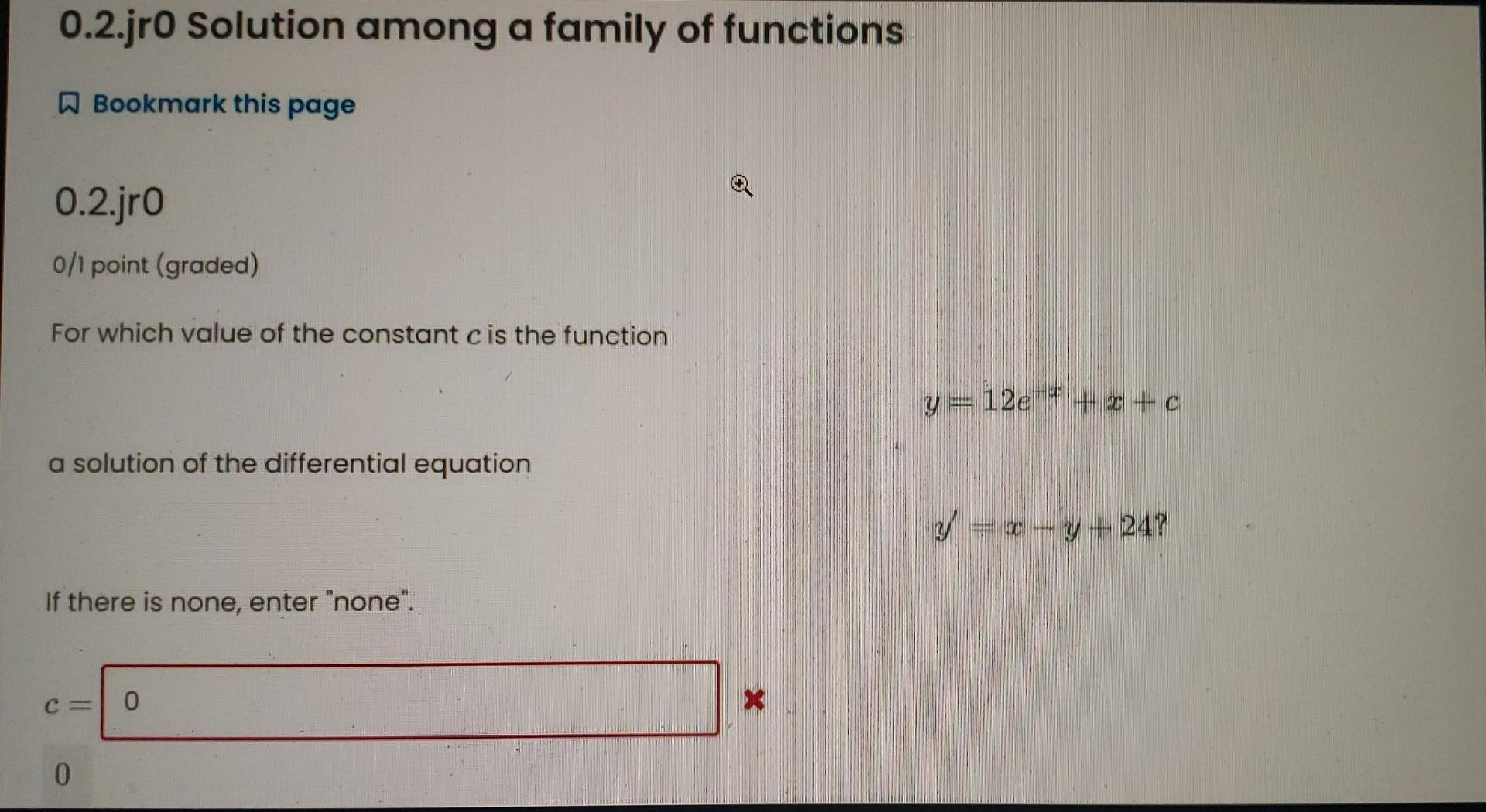0 2 Jro Solution Among A Family Of Functions A Bookmark This Page 0 2 Jro 0 1 Point Graded For Which Value Of The Cons 1