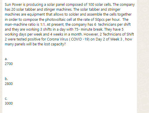 Sun Power Is Producing A Solar Panel Composed Of 100 Solar Cells The Company Has 20 Solar Tabber And Stinger Machines 1