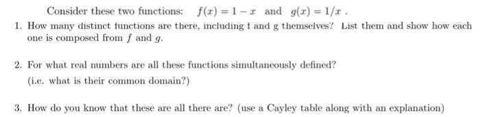 Consider These Two Functions F X 1 1 And G X 1 R 1 How Many Distinct Functions Are There Including Fand G Themselv 1