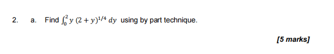 2 A Find Sy 2 Y 1 4 Dy Using By Part Technique 5 Marks 1