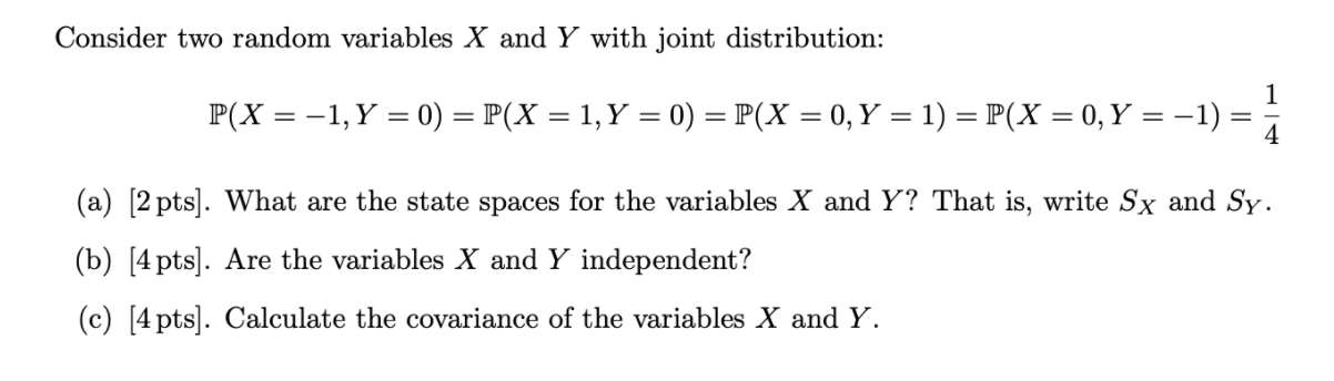 Consider Two Random Variables X And Y With Joint Distribution 1 P X 1 Y 0 P X 1 Y 0 P X 0 Y 1 1