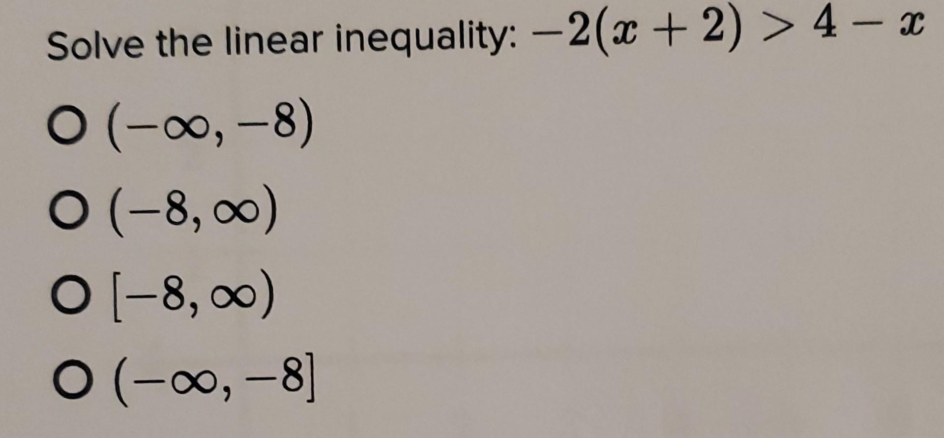 Solve The Linear Inequality 2 X 2 4 3 O 8 O 8 00 01 8 00 O 00 8 1