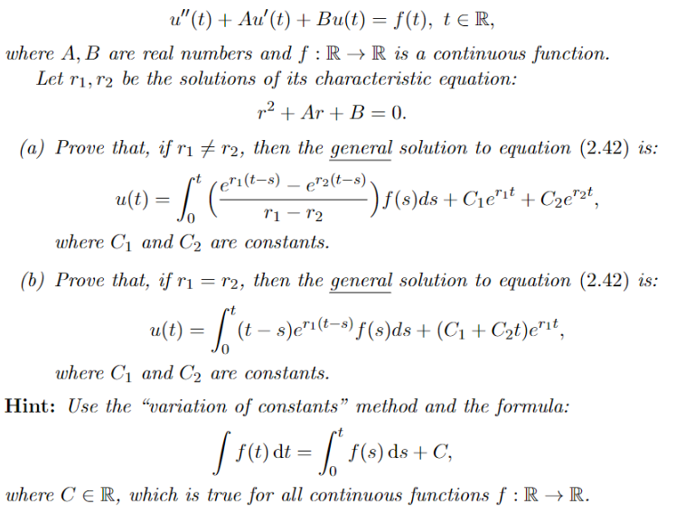 U T Au Ba T F T T Ir Where A B Are Real Numbers And F R R Is A Continuous Function Let Ri R2 Be T 1