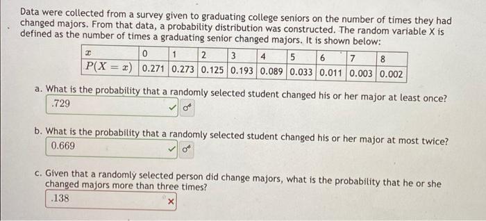 Data Were Collected From A Survey Given To Graduating College Seniors On The Number Of Times They Had Changed Majors Fr 1