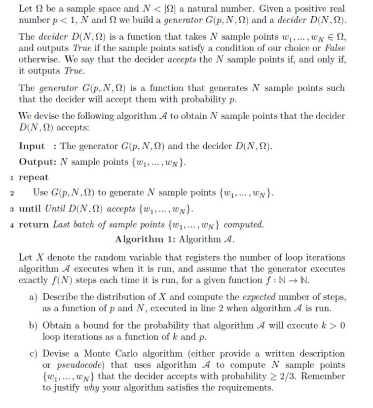 Let I Be A Sample Space And N 112 A Natural Number Given A Positive Real Number P 1 N And N We Build A Generator G 1