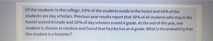 Of The Students In The College 60 Of The Students Reside In The Hostel And 40 Of The Students Are Day Scholars Previ 1