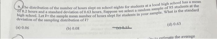 Doch School Let A The Sample Mean Number Of Hours Spent For Students In Your Sample What Is The Standard Ligh 2 Hours 1