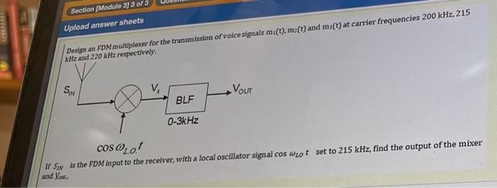 Section Module 3 3 Of 3 Question Upload Answer Sheets Design An Fdm Multiplexer For The Transmission Of Voice Signals 3