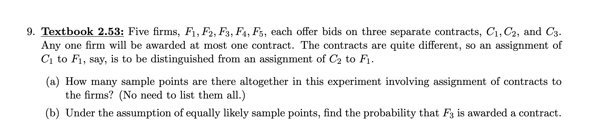 9 Textbook 2 53 Five Firms F1 F2 F3 F4 F5 Each Offer Bids On Three Separate Contracts C1 C2 And C3 Any One Fi 1