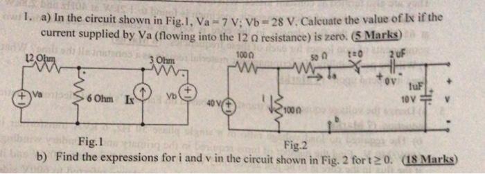 Y 6 For The Given Function F X Y 1 Y 6 2 Sin Y 1 6 0 Y 6 Ho 1 A In The Circuit Shown In Fig 1 Va 7 V 6