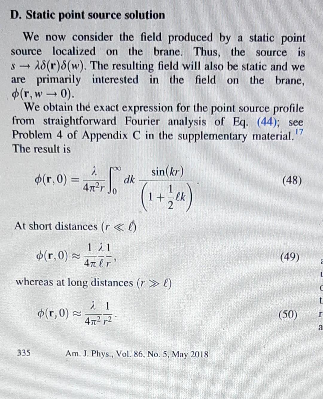 B The Wave Equation In The Dgp Model A Scalar Field That Propagates In The Bulk Is Taken To Satisfy The Wave Equation 2