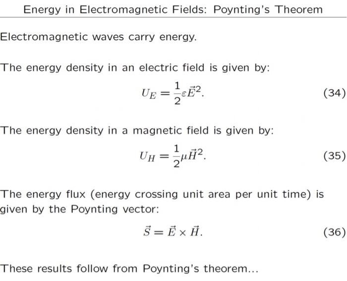 1 Demonstrate That An Electromagnetic Wave Propagating In Free Space May Have The Following Electric Field Amplitude An 3