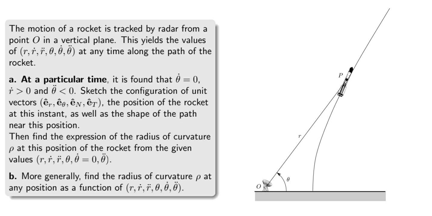P Ra 19 N The Motion Of A Rocket Is Tracked By Radar From A Point O In A Vertical Plane This Yields The Values Of R R 1