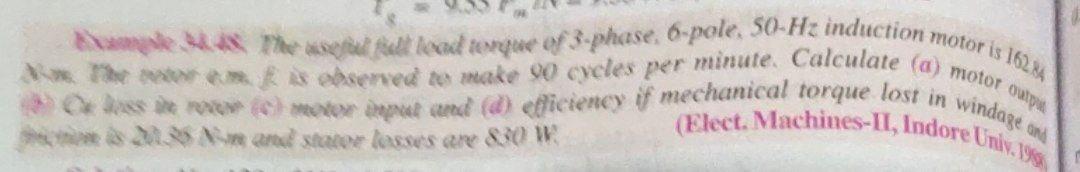 Reserved To Make 90 Cycles Per Minute Calculate A Motor Output A Text And D Efficiency If Mechanical Torque Lost In 1