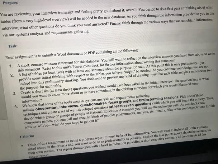 Purpose You Are Reviewing Your Interview Transcript And Feeling Pretty Good About It Overall You Decide To Do A First 1