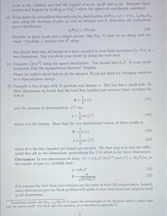 Problem 5 2d World Consider A Mono Atomic Ideal Gas In A Two Dimensional World So The Velocities Are Labeled By V 3
