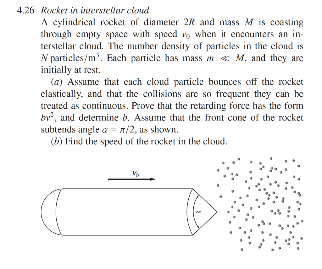 4 26 Rocket In Interstellar Cloud A Cylindrical Rocket Of Diameter 2r And Mass M Is Coasting Through Empty Space With Sp 1