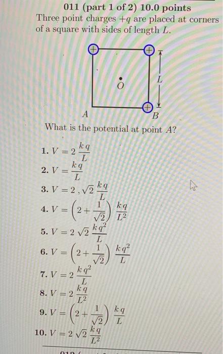 B How Much Work Is Required To Bring The Q Charge From Infinity To Point B 1