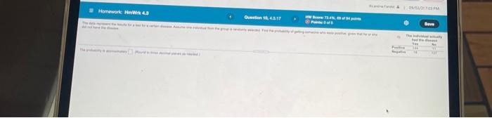 Homework 43 On 1 4317 Go Save The Individual Actually Had The Disease Yes No Positive 144 11 Negative 18 127 1