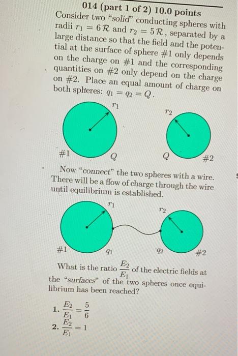 B What Is The Charge Q1 On Sphere 1 1