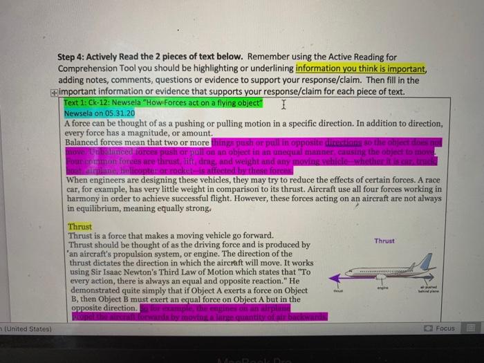 Step 4 Actively Read The 2 Pieces Of Text Below Remember Using The Active Reading For Comprehension Tool You Should Be 1