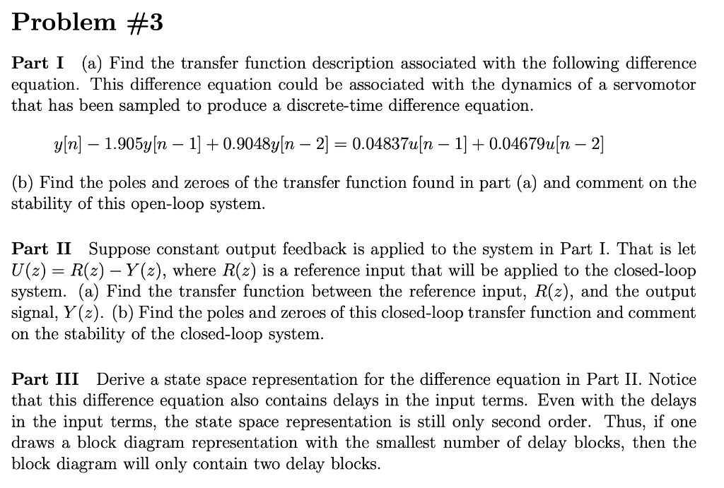 Could Someone Help Me With Part Iii Only I M Not Sure How To Derive The State Space Representation For The Differe 1